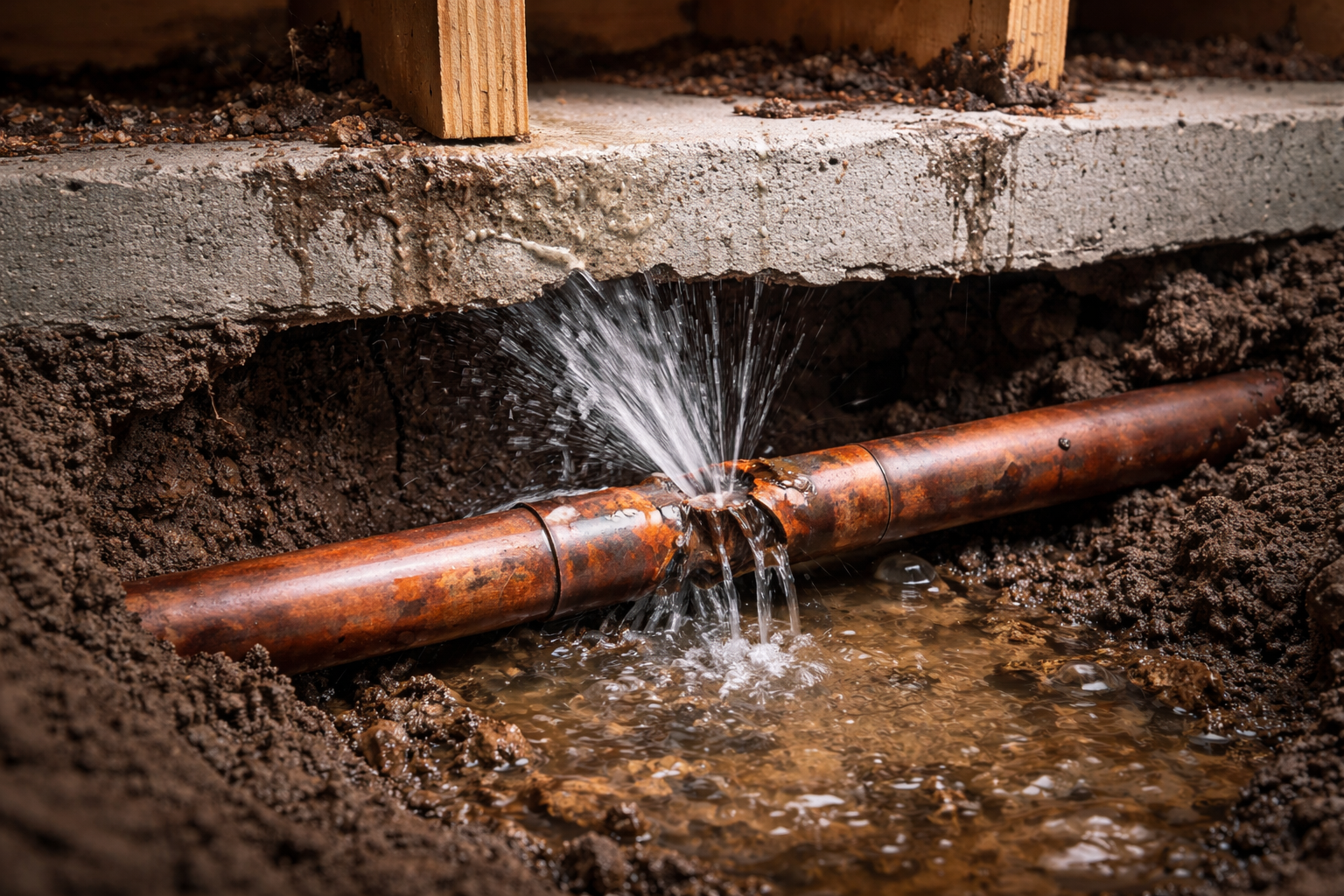 image of a slab leak underground