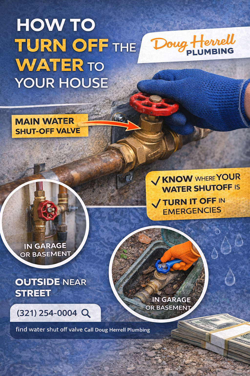 herrell plumbing image for how to turn off water to the house