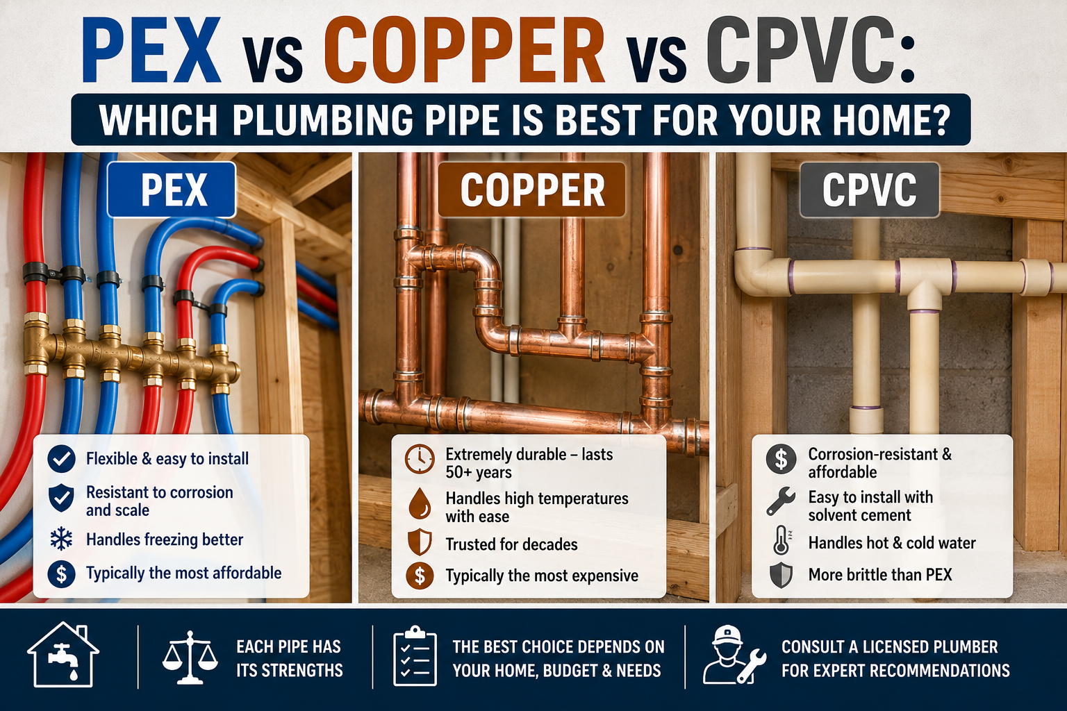 PEX vs Copper vs CPVC